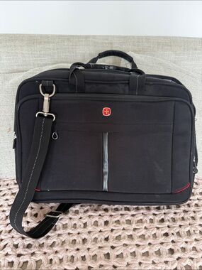 SwissGear Black Laptop Briefcase with Red Accent